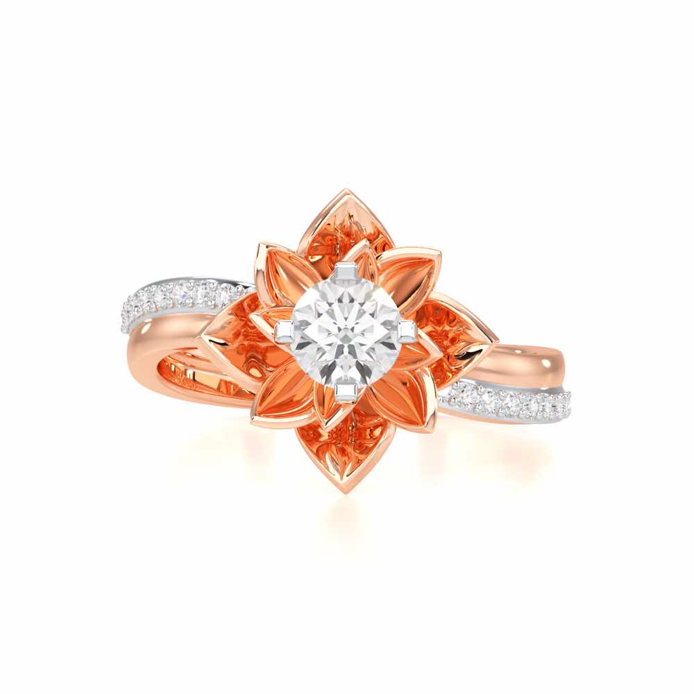 Graceful Flower Solitaire Ring - Rose Gold - Image 4