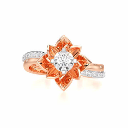 Graceful Flower Solitaire Ring - Rose Gold - Image 4