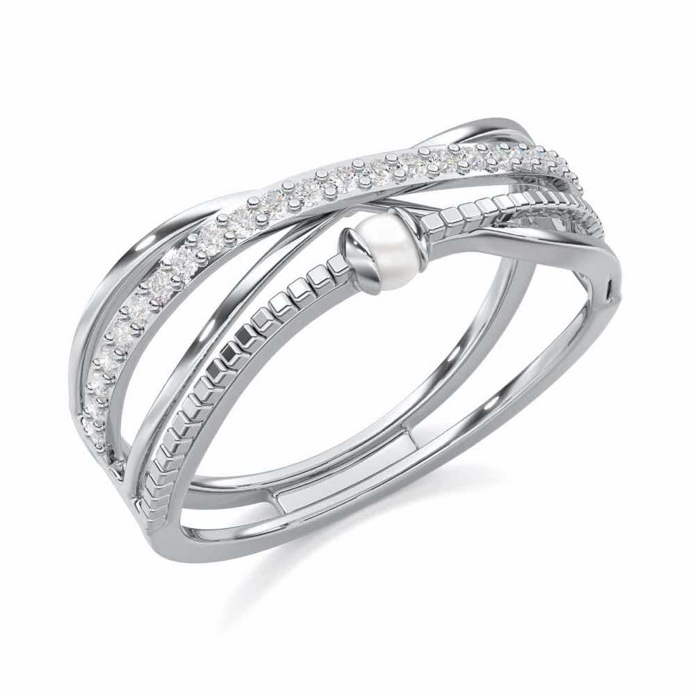 Graceful Glamour Silver Ring - White Gold - Image 1