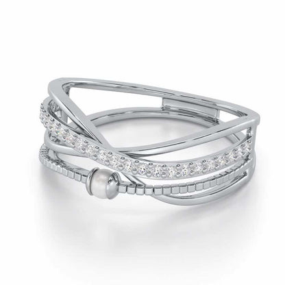 Graceful Glamour Silver Ring - White Gold - Image 2