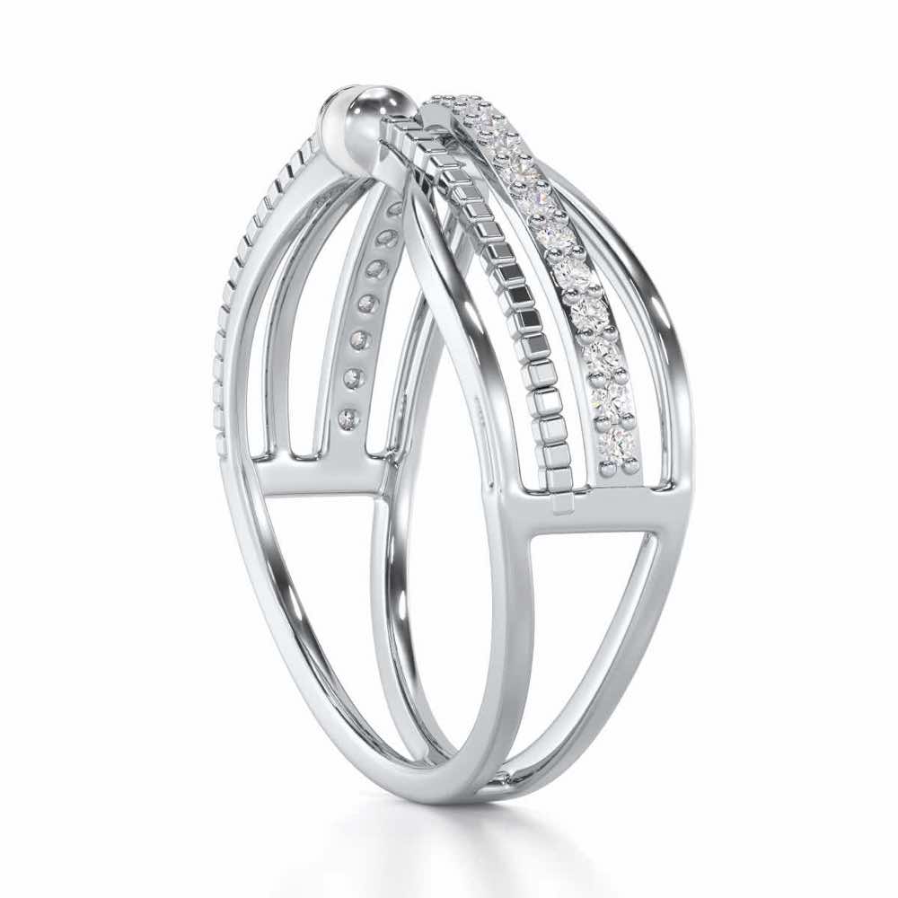 Graceful Glamour Silver Ring - White Gold - Image 3