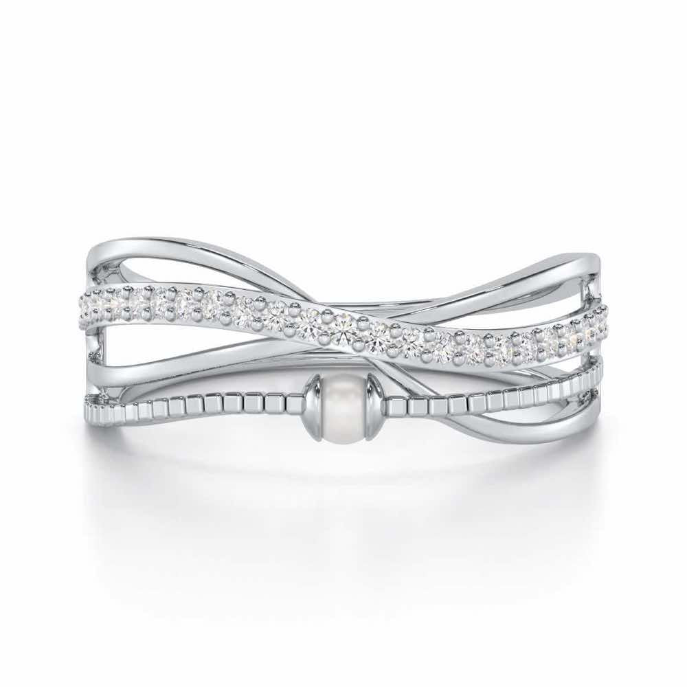 Graceful Glamour Silver Ring - White Gold - Image 4