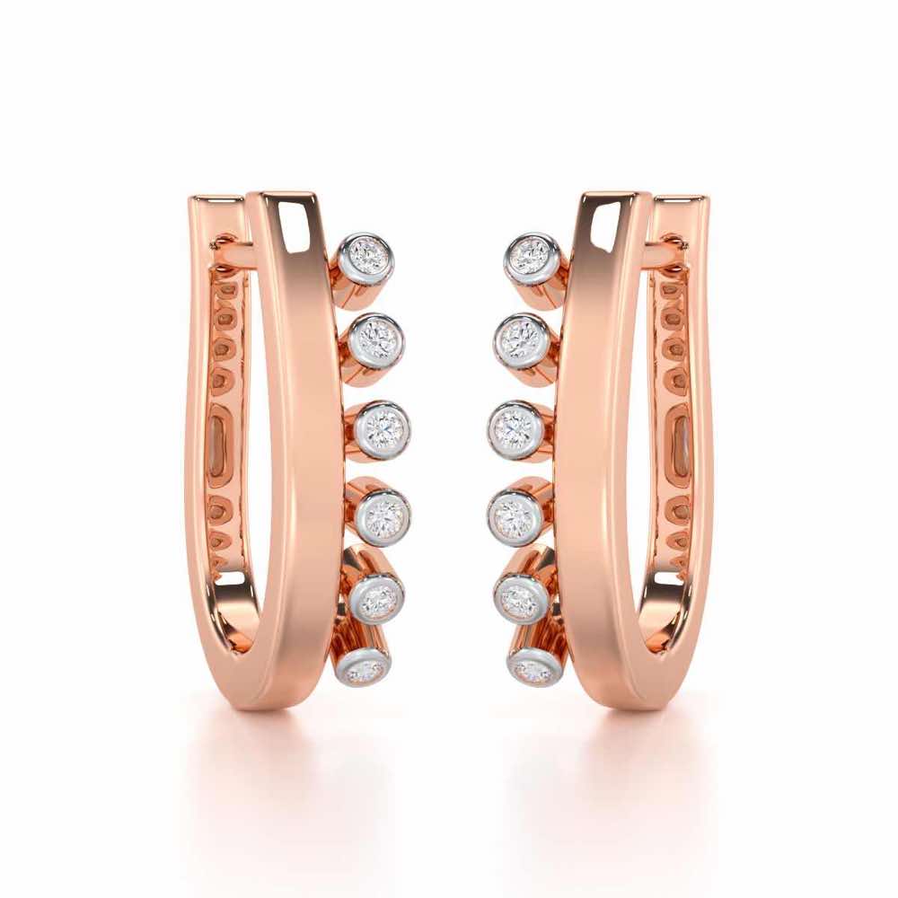 Graceful Glimmer Silver Stud Earrings - Rose Gold - Image 1