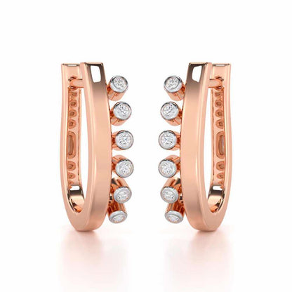 Graceful Glimmer Silver Stud Earrings - Rose Gold - Image 1
