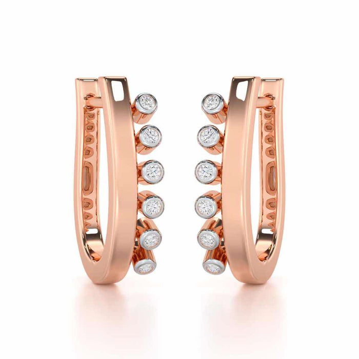 Graceful Glimmer Silver Stud Earrings - Rose Gold - Image 1