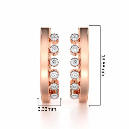 Graceful Glimmer Silver Stud Earrings - Rose Gold - Image 2