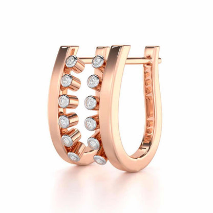 Graceful Glimmer Silver Stud Earrings - Rose Gold - Image 3
