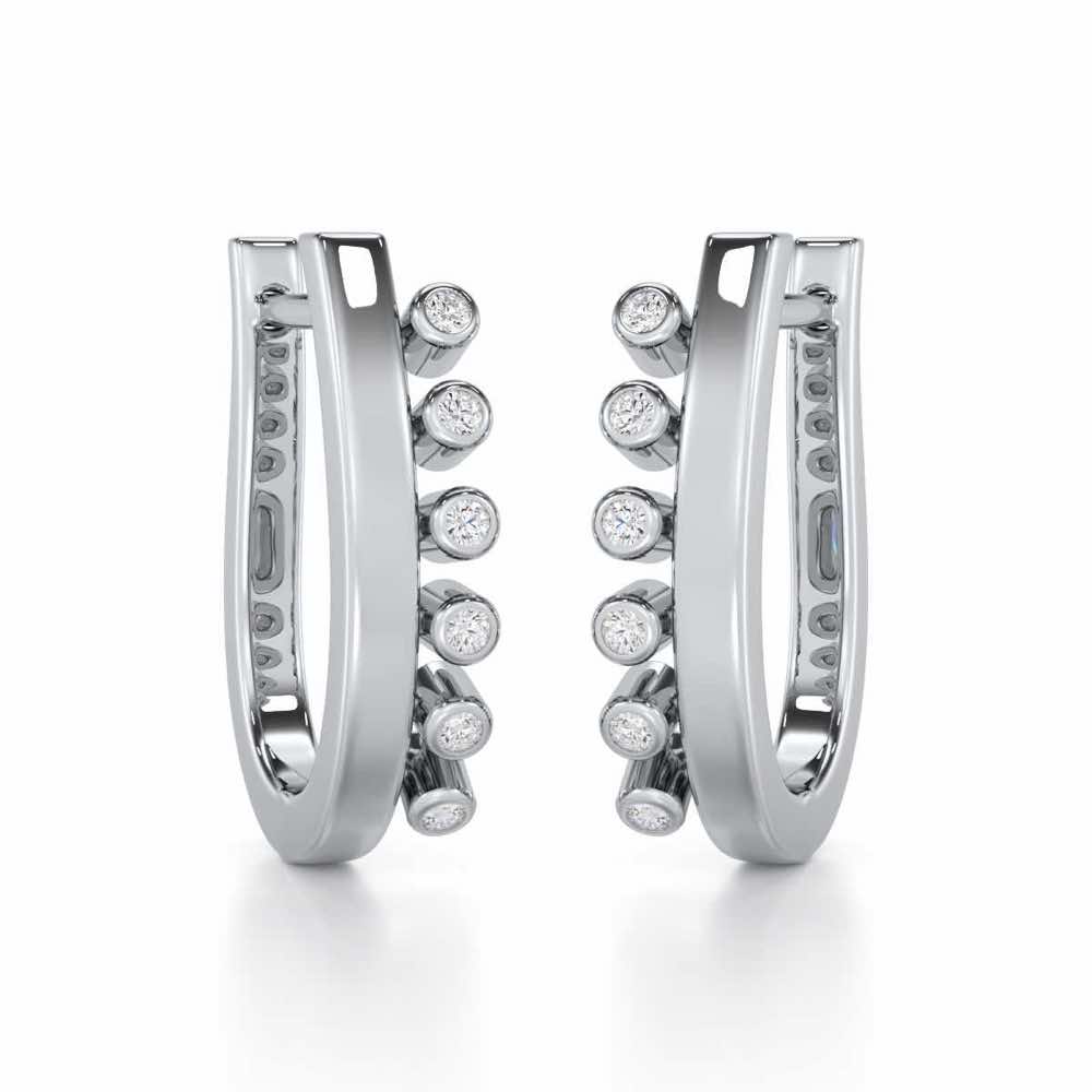 Graceful Glimmer Silver Stud Earrings - White Gold - Image 1