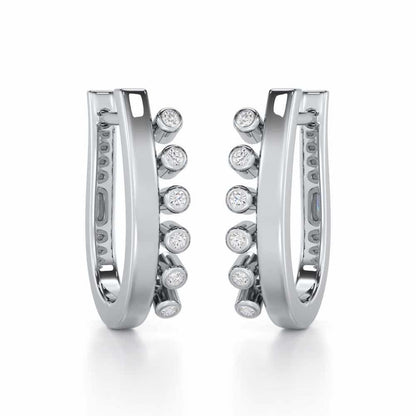 Graceful Glimmer Silver Stud Earrings - White Gold - Image 1