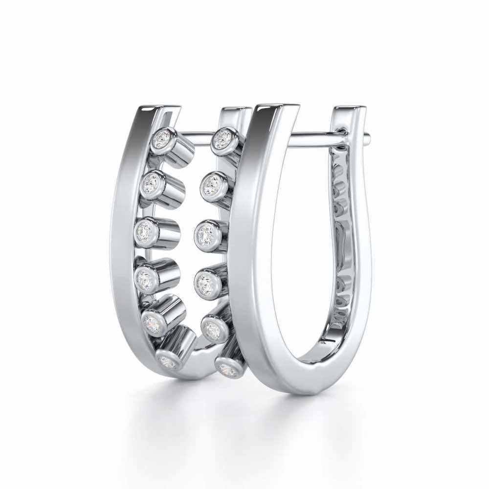 Graceful Glimmer Silver Stud Earrings - White Gold - Image 3