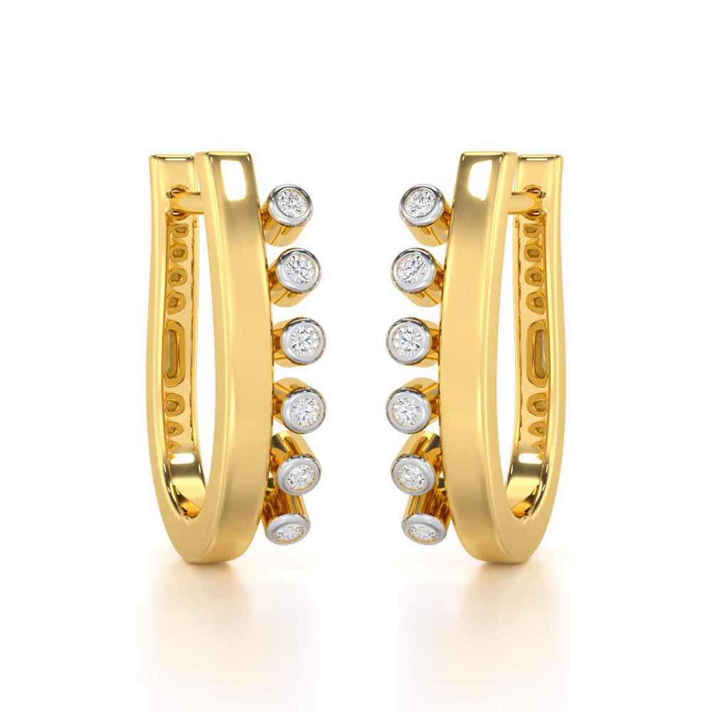 Graceful Glimmer Silver Stud Earrings - Yellow Gold - Image 1
