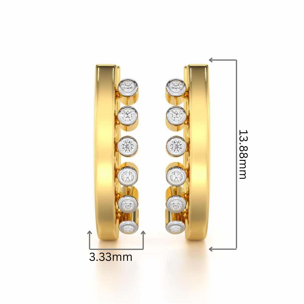 Graceful Glimmer Silver Stud Earrings - Yellow Gold - Image 2