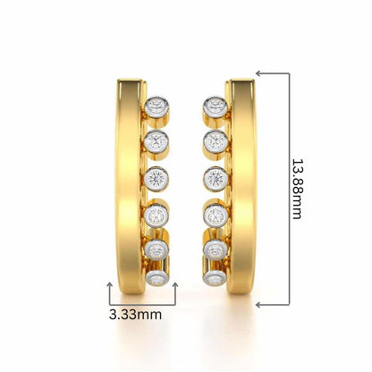 Graceful Glimmer Silver Stud Earrings - Yellow Gold - Image 2