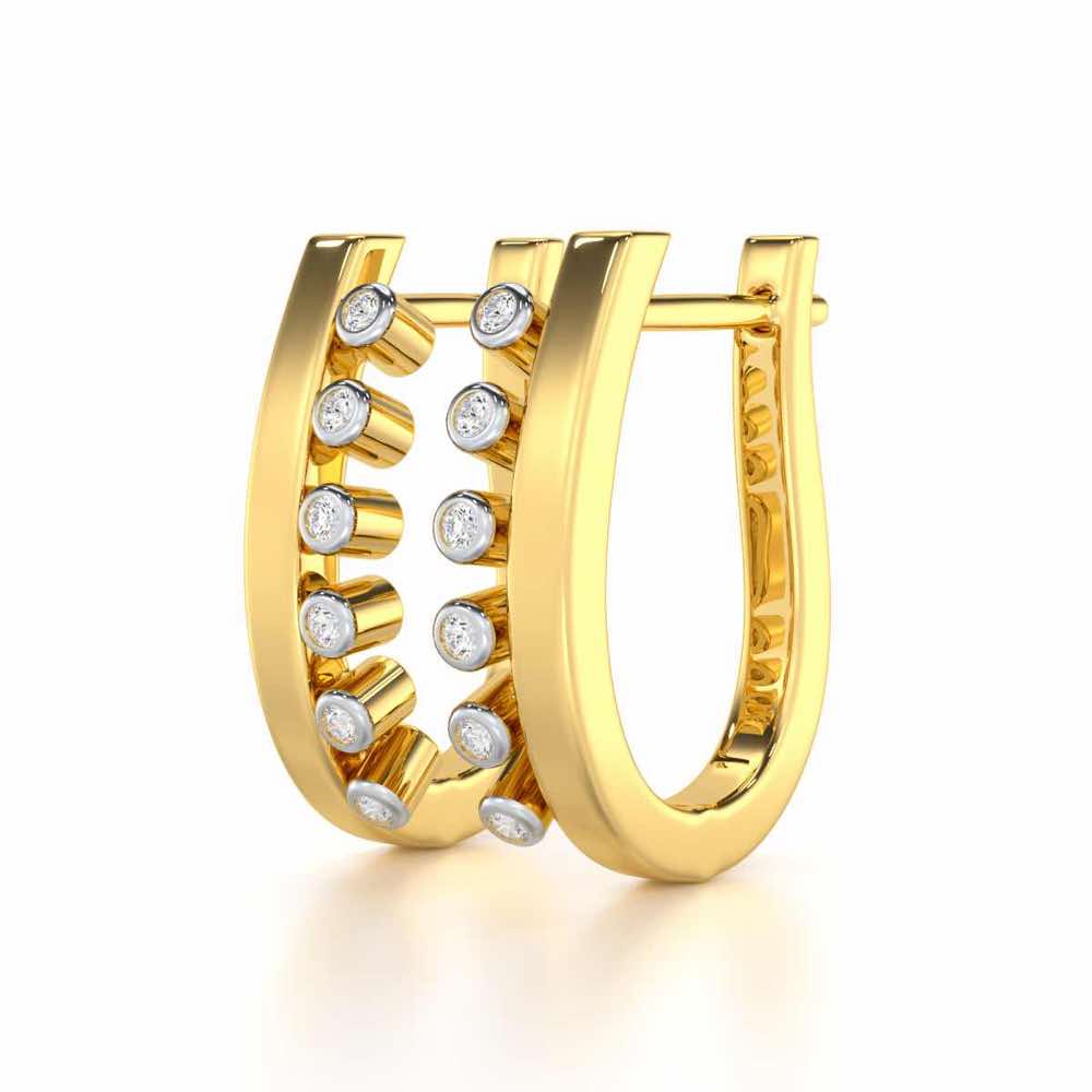 Graceful Glimmer Silver Stud Earrings - Yellow Gold - Image 3