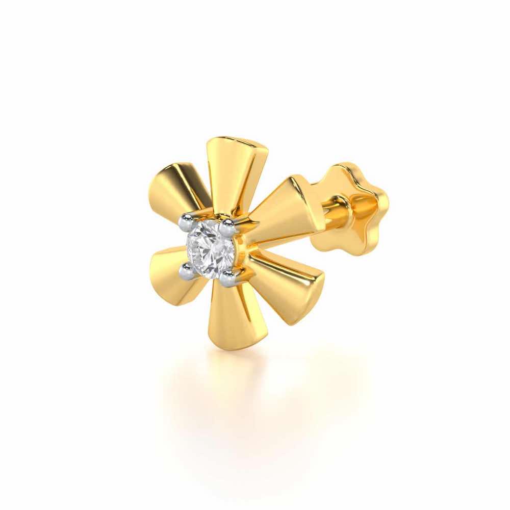 Graceful Shine Silver Nosepin - Yellow Gold - Image 2
