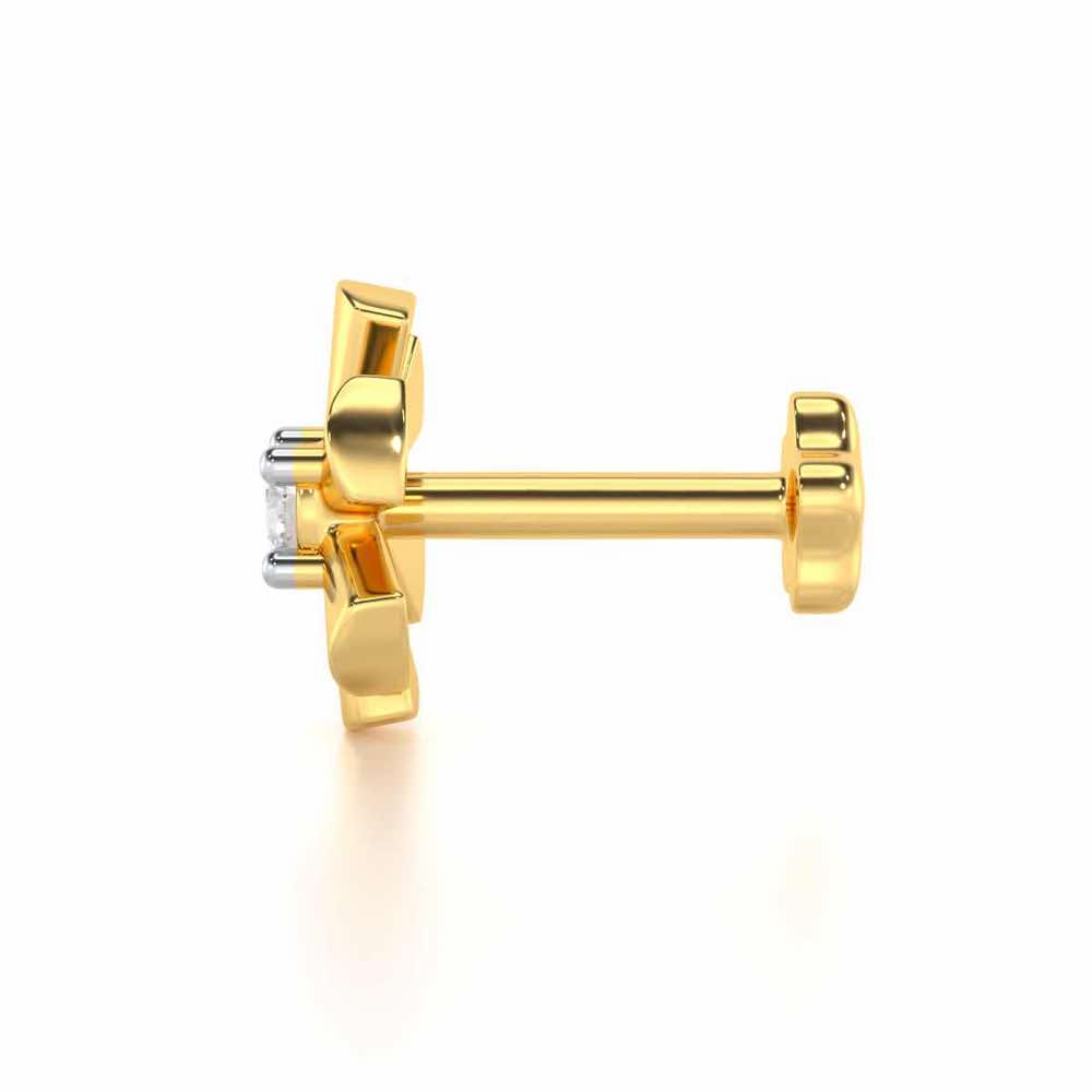 Graceful Shine Silver Nosepin - Yellow Gold - Image 3