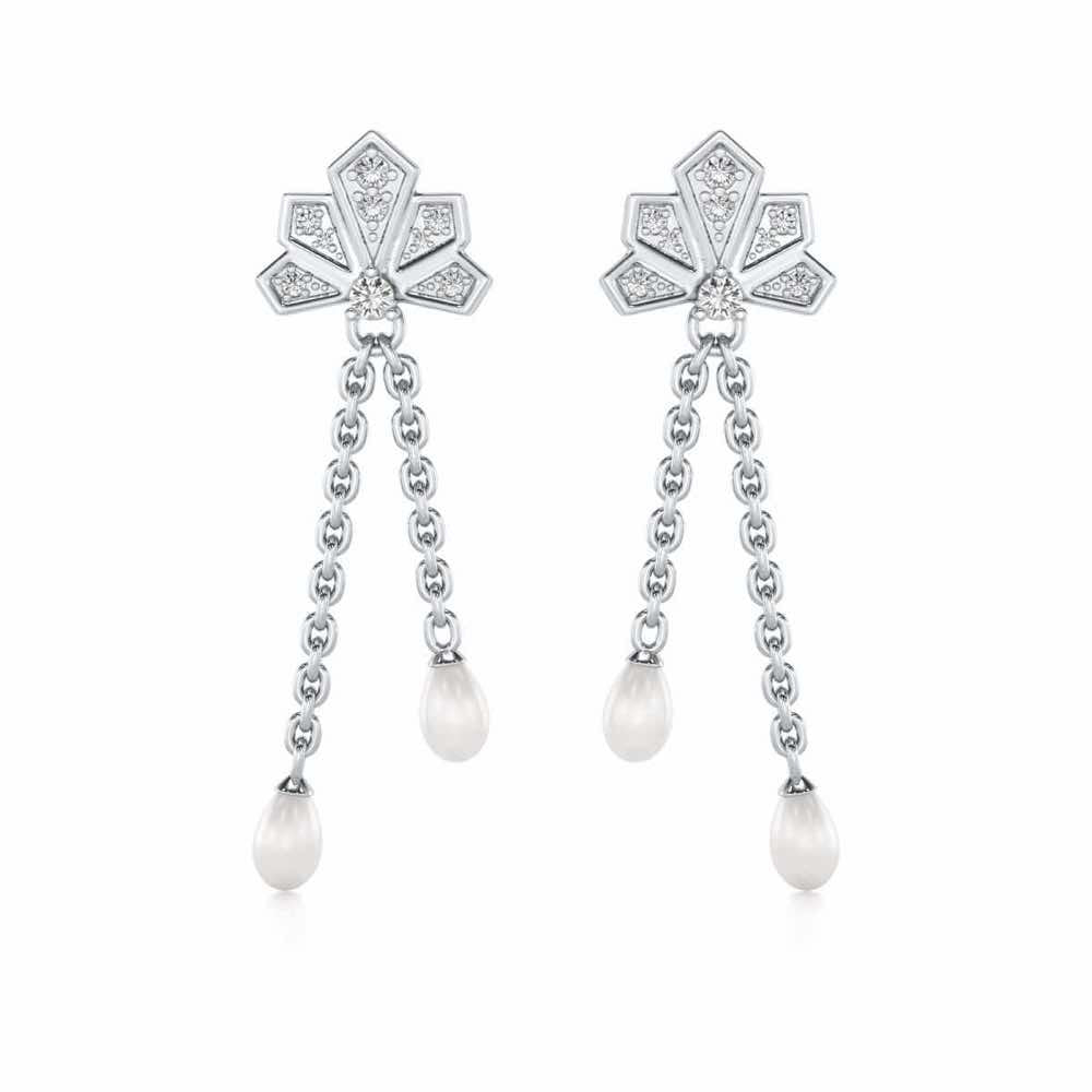 Gracious Silver Dangler Earrings - White Gold - Image 1