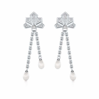 Gracious Silver Dangler Earrings - White Gold - Image 1