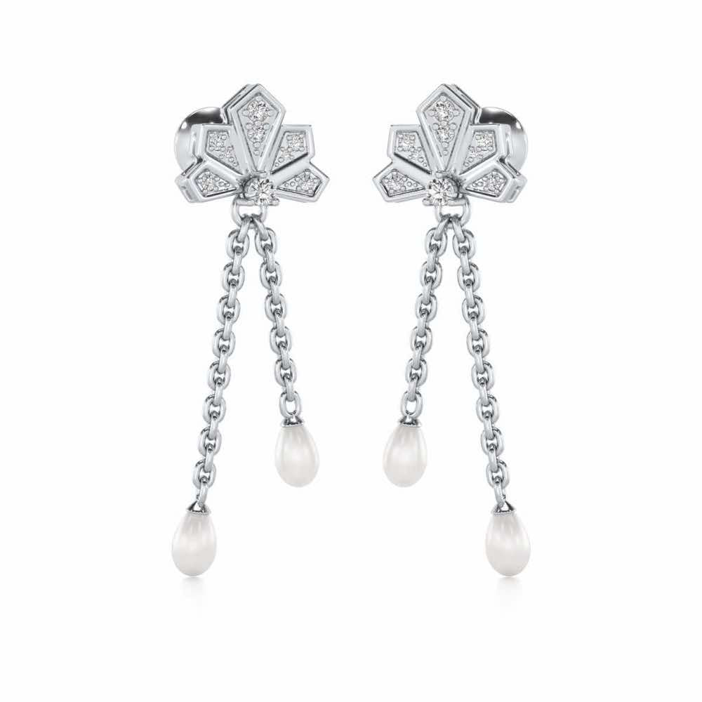 Gracious Silver Dangler Earrings - White Gold - Image 2