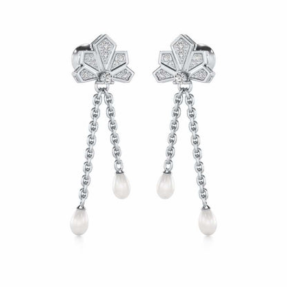 Gracious Silver Dangler Earrings - White Gold - Image 2