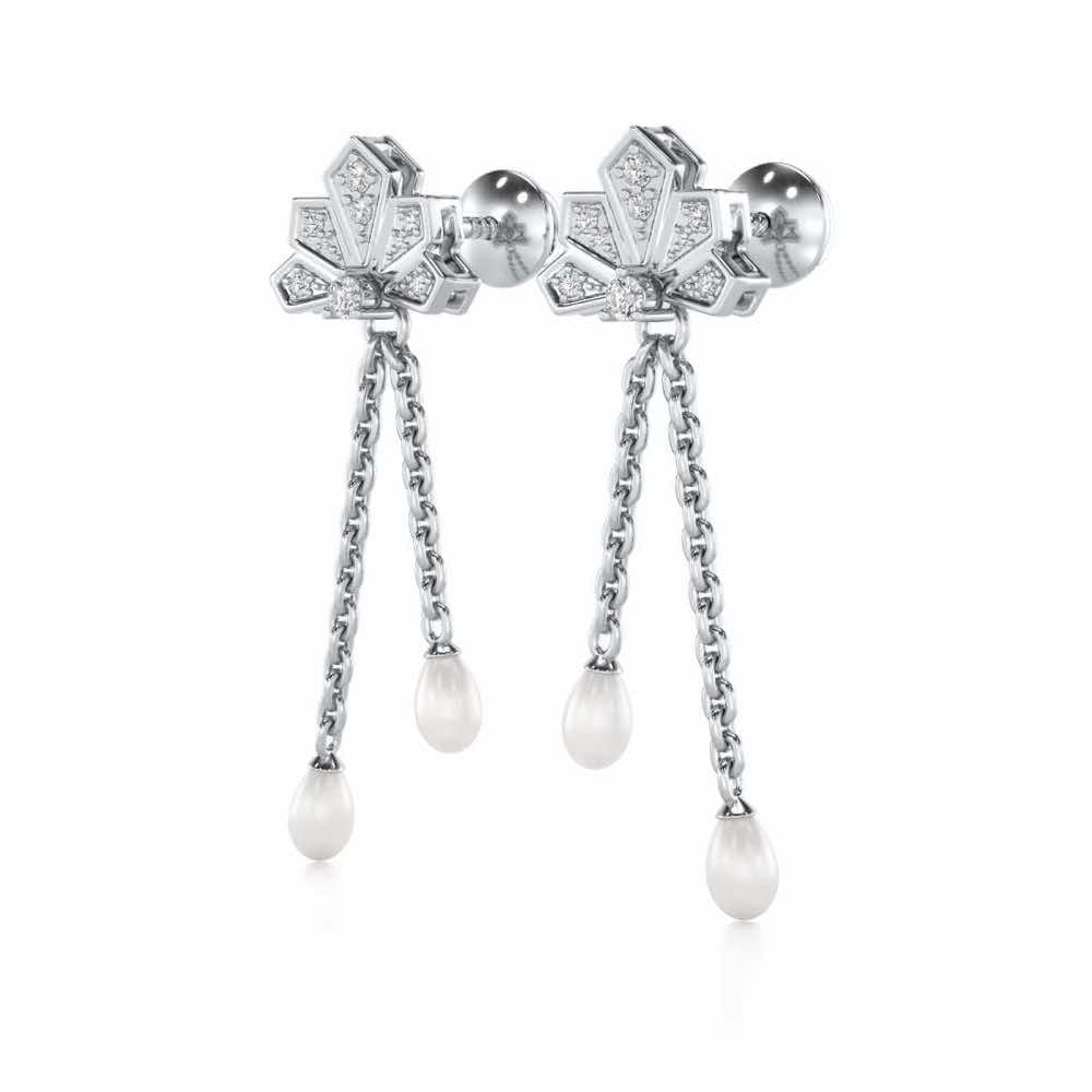 Gracious Silver Dangler Earrings - White Gold - Image 3