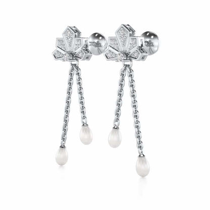 Gracious Silver Dangler Earrings - White Gold - Image 3