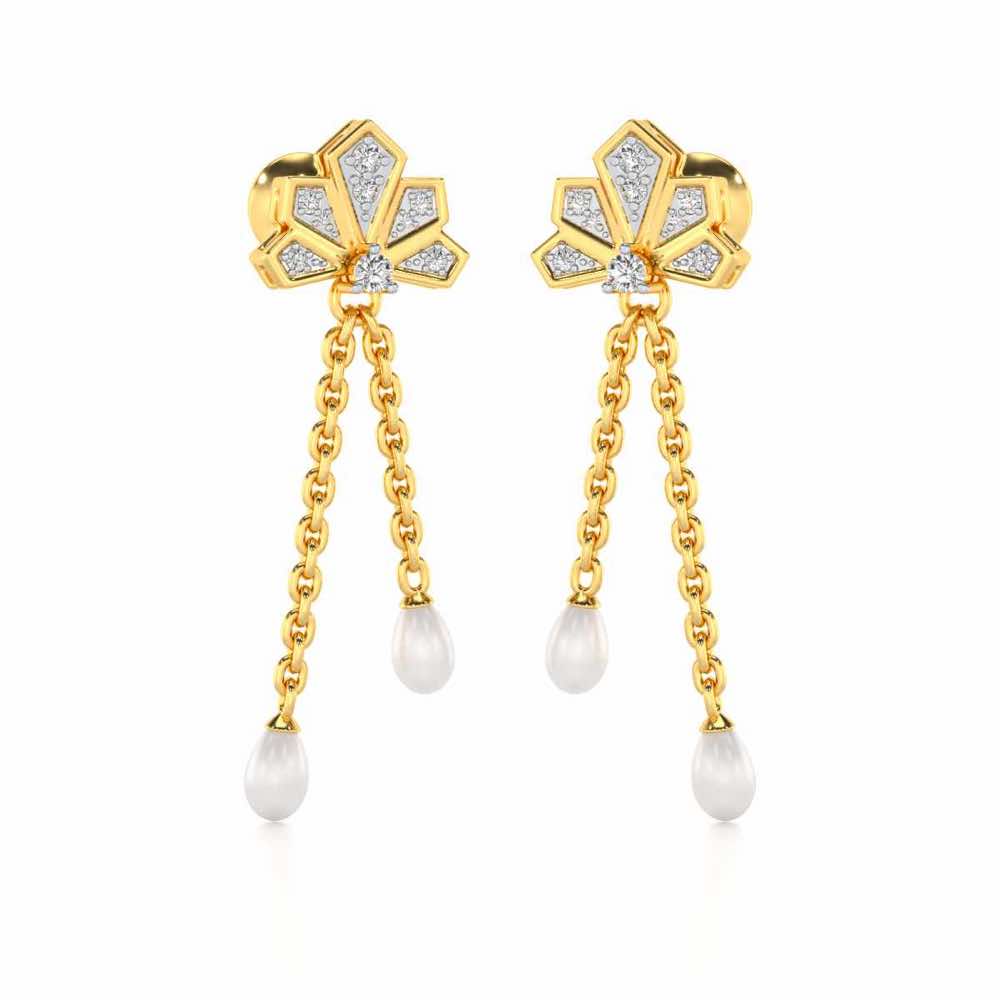 Gracious Silver Dangler Earrings - Yellow Gold - Image 2