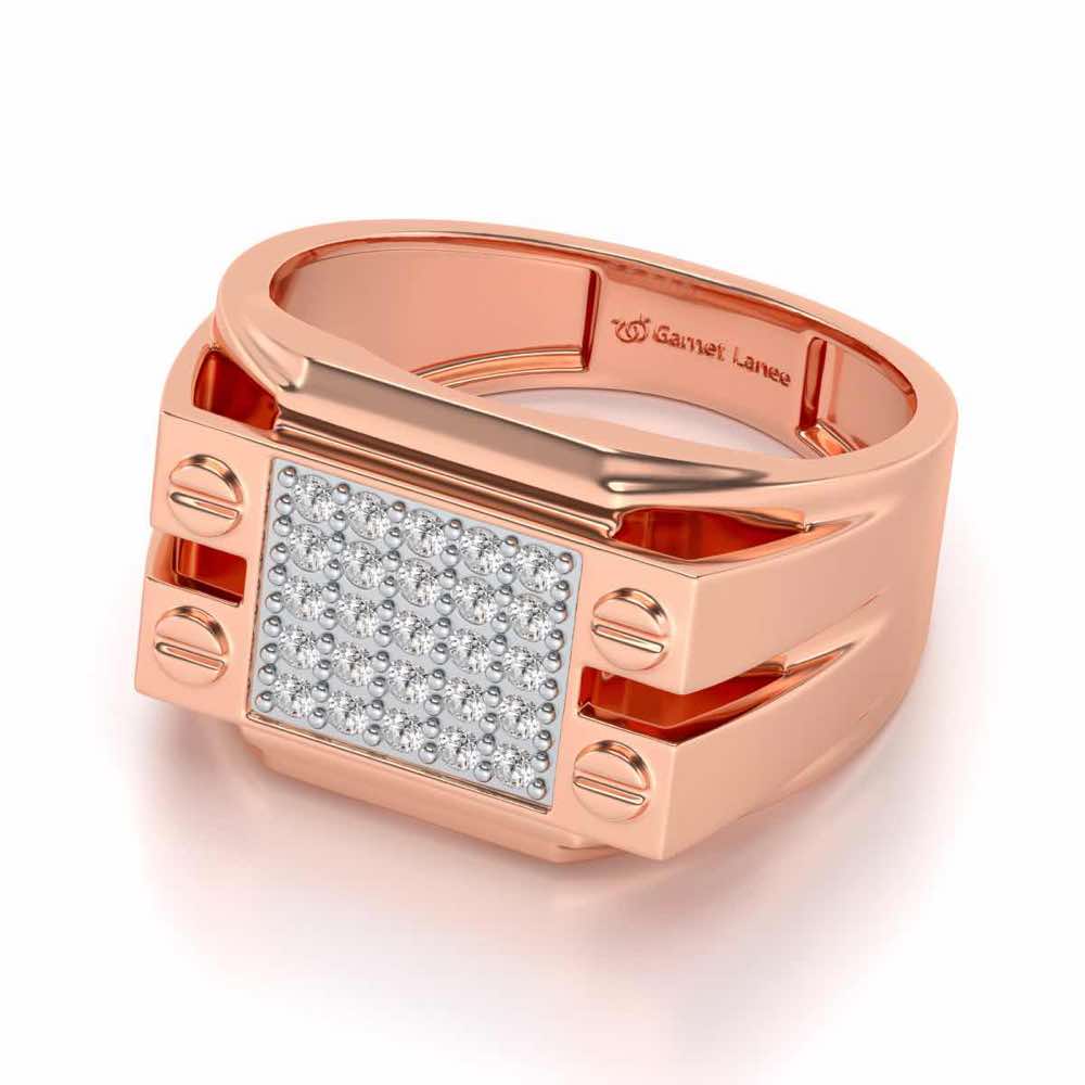 Grandeur Silver Ring For Men - Rose Gold - Image 2