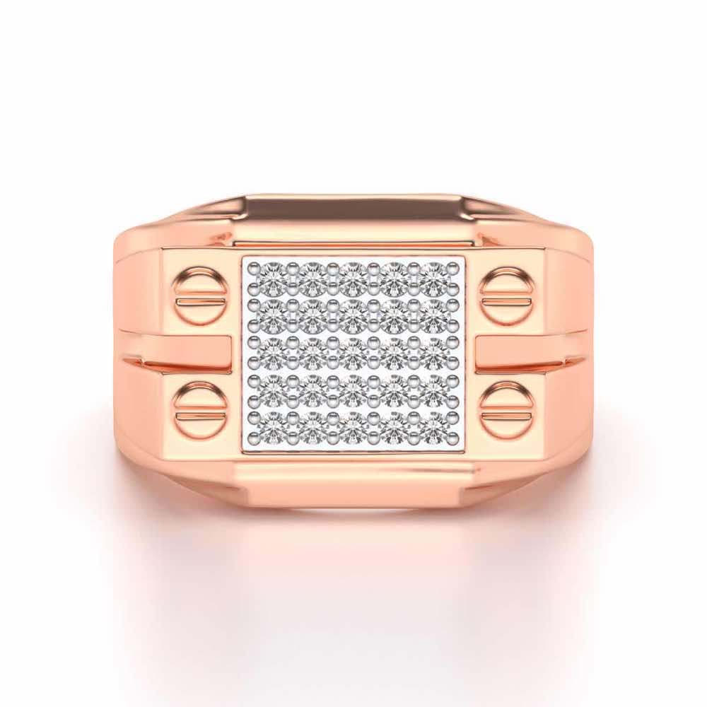Grandeur Silver Ring For Men - Rose Gold - Image 4