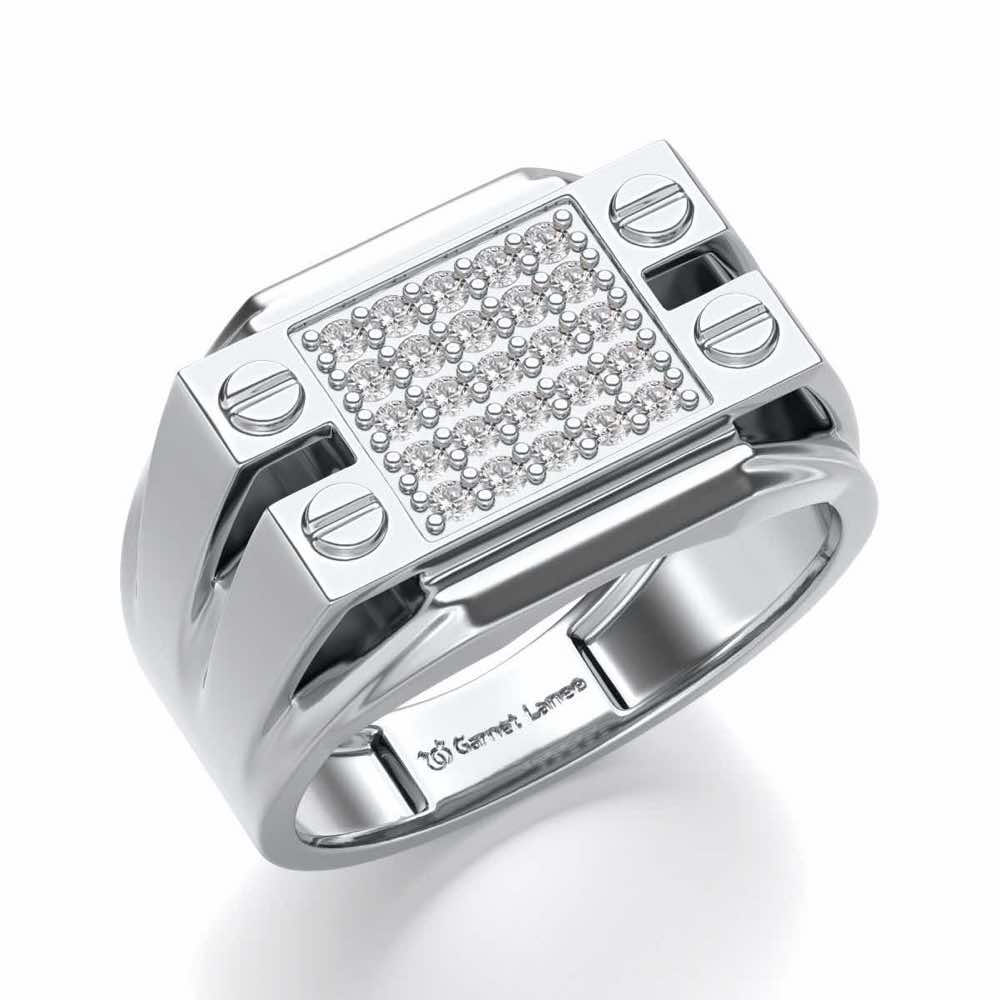 Grandeur Silver Ring For Men - White Gold - Image 1