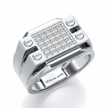 Grandeur Silver Ring For Men - White Gold - Image 1