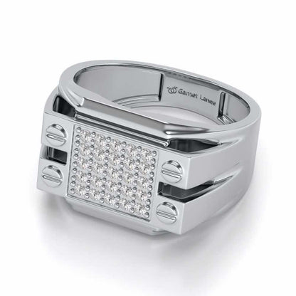 Grandeur Silver Ring For Men - White Gold - Image 2