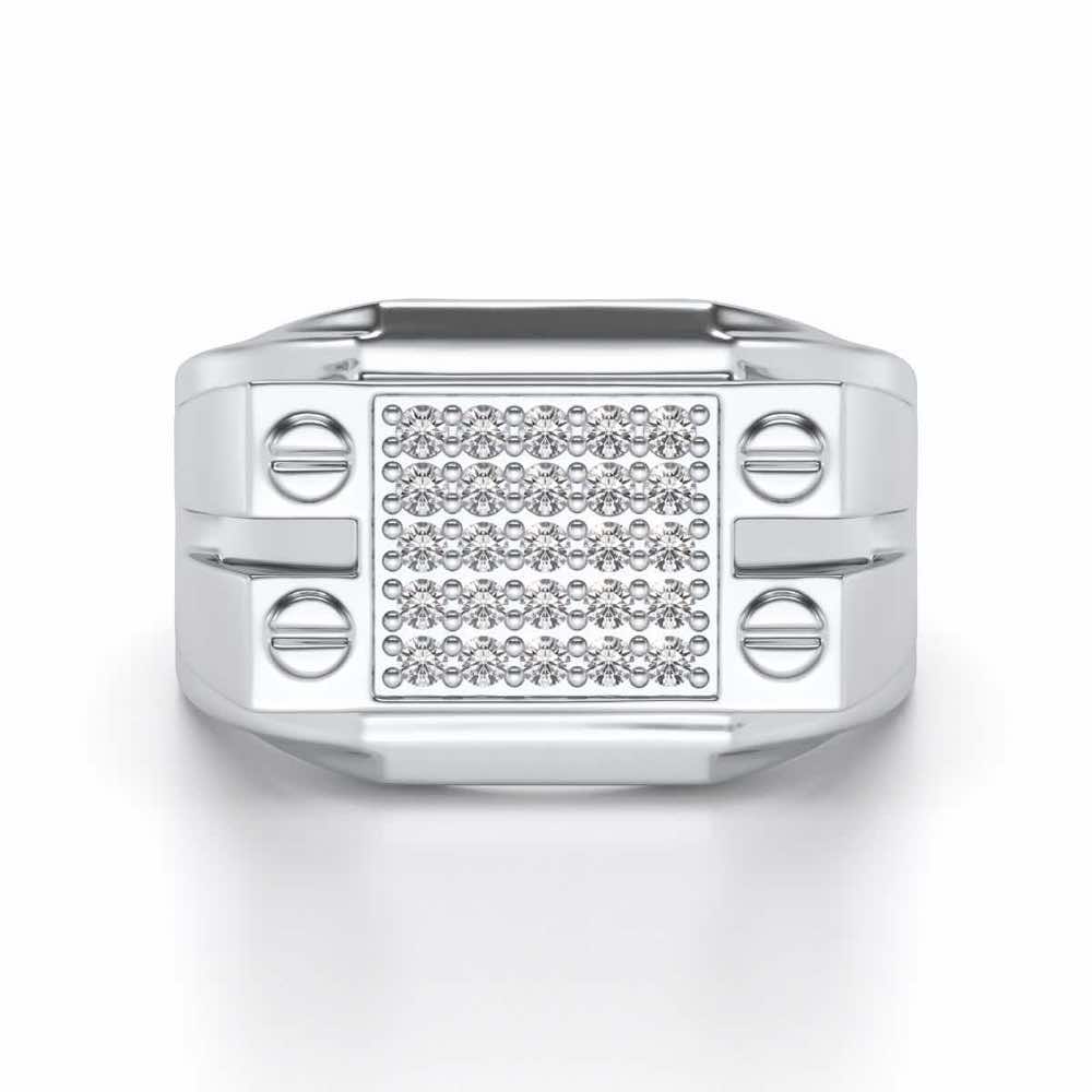 Grandeur Silver Ring For Men - White Gold - Image 4