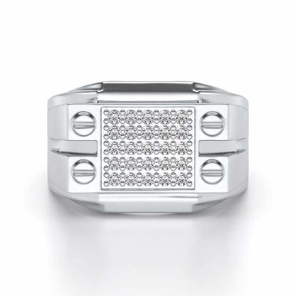 Grandeur Silver Ring For Men - White Gold - Image 4