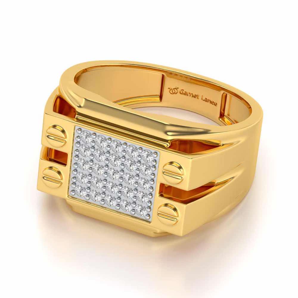Grandeur Silver Ring For Men - Yellow Gold - Image 2