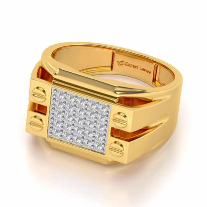Grandeur Silver Ring For Men - Yellow Gold - Image 2