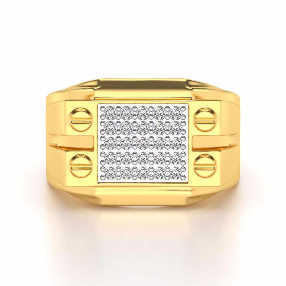 Grandeur Silver Ring For Men - Yellow Gold - Image 4