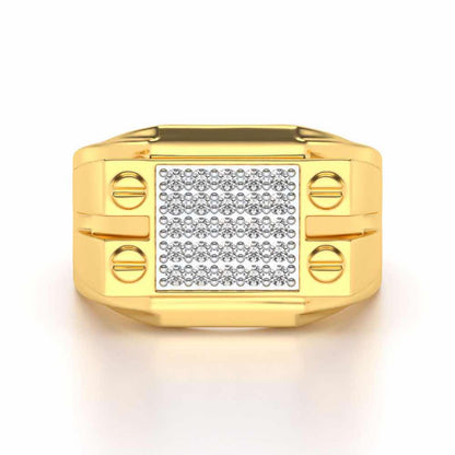 Grandeur Silver Ring For Men - Yellow Gold - Image 4