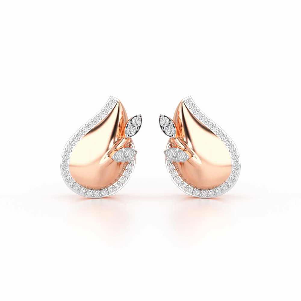 Grandeur Shine Silver Stud Earrings - Rose Gold - Image 1
