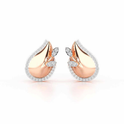 Grandeur Shine Silver Stud Earrings - Rose Gold - Image 1