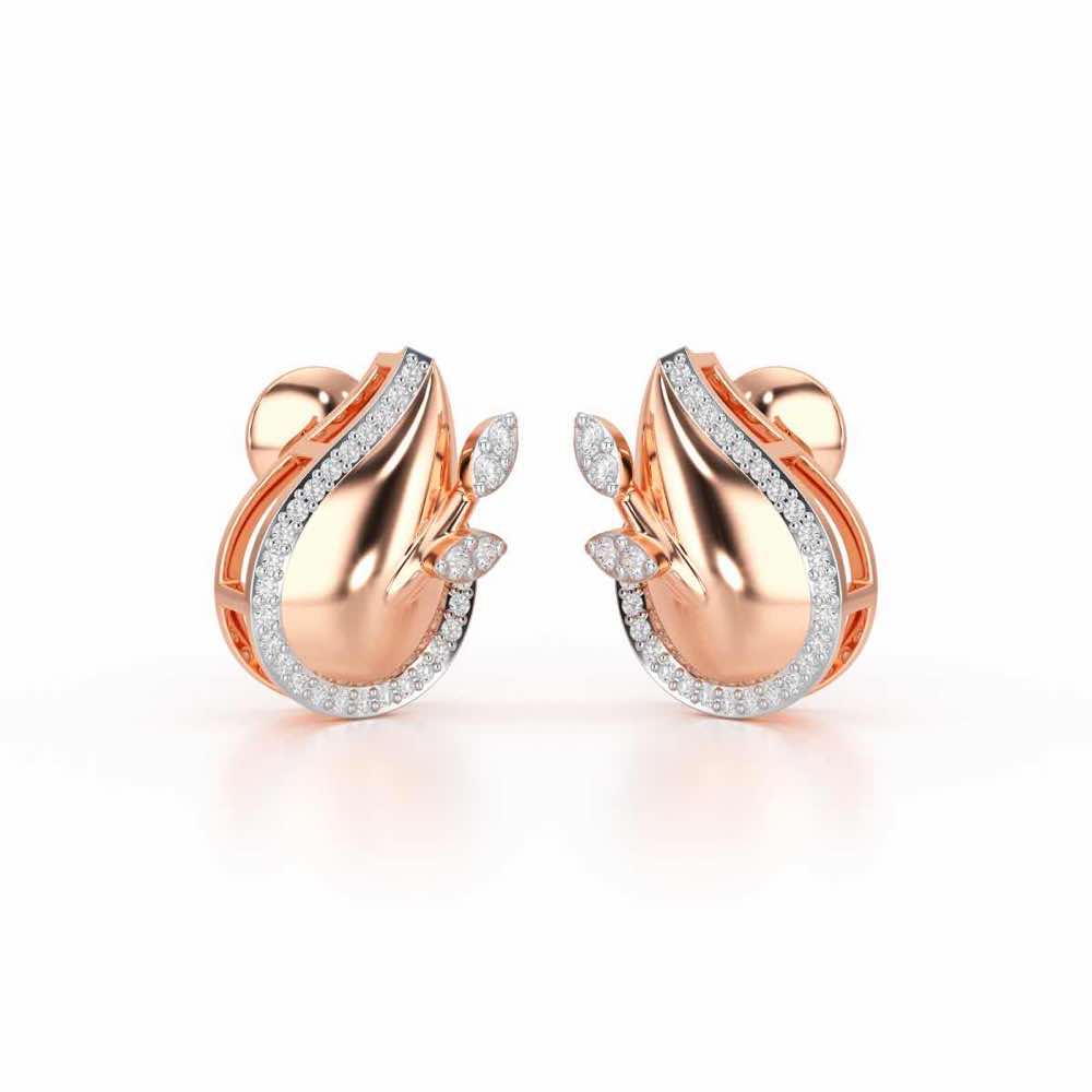 Grandeur Shine Silver Stud Earrings - Rose Gold - Image 2