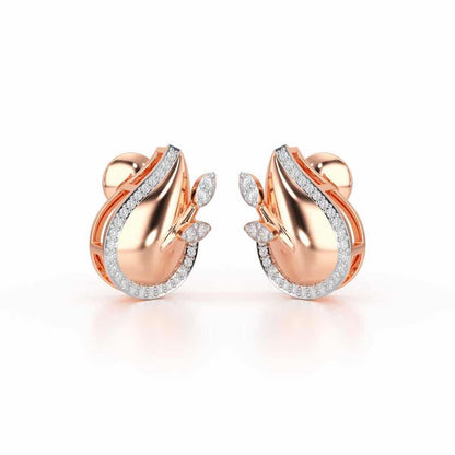 Grandeur Shine Silver Stud Earrings - Rose Gold - Image 2