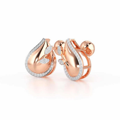 Grandeur Shine Silver Stud Earrings - Rose Gold - Image 3