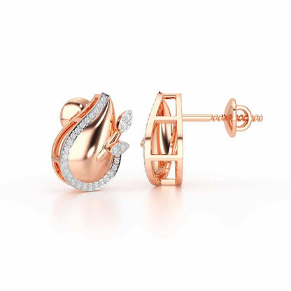 Grandeur Shine Silver Stud Earrings - Rose Gold - Image 4