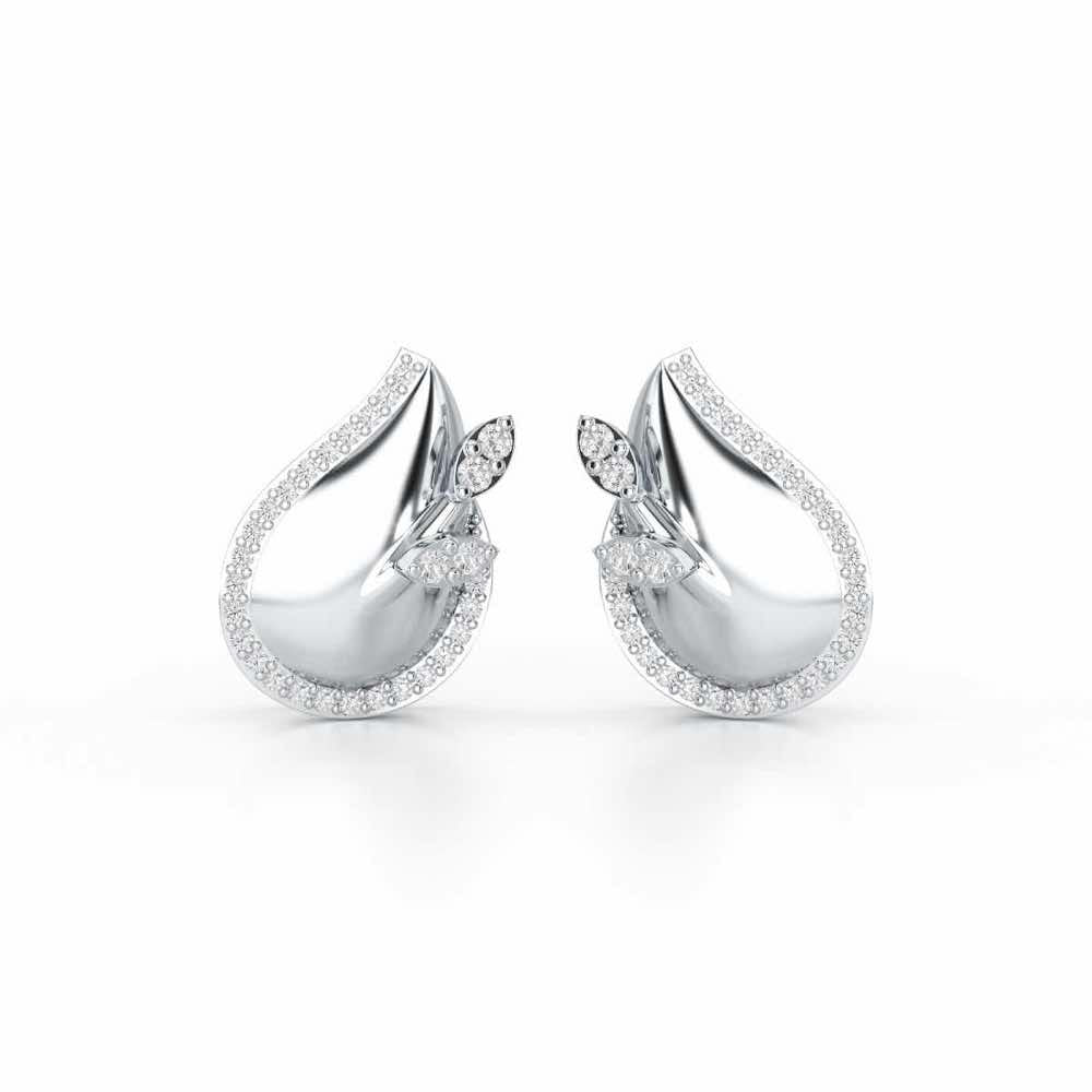 Grandeur Shine Silver Stud Earrings - White Gold - Image 1