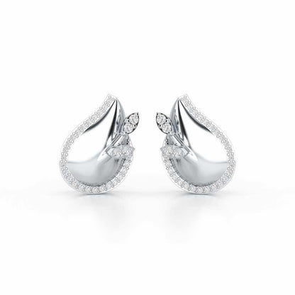 Grandeur Shine Silver Stud Earrings - White Gold - Image 1