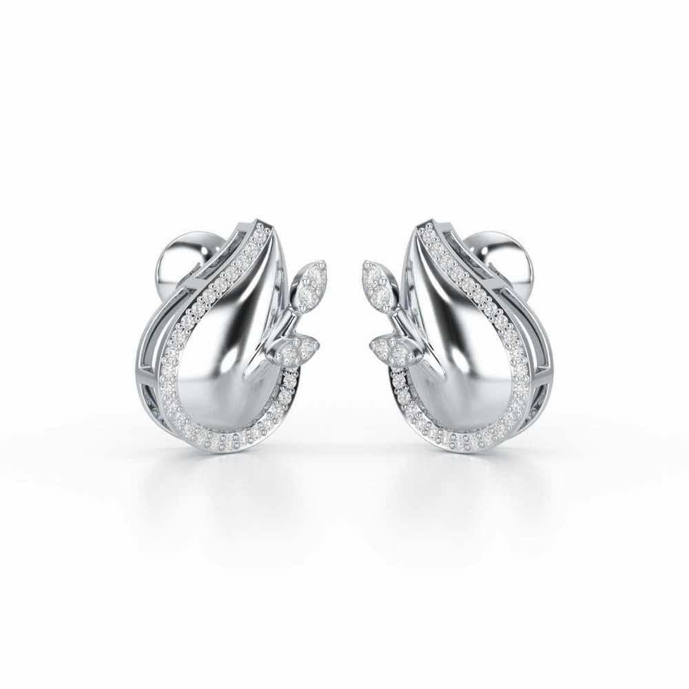 Grandeur Shine Silver Stud Earrings - White Gold - Image 2