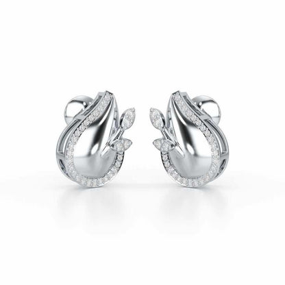 Grandeur Shine Silver Stud Earrings - White Gold - Image 2