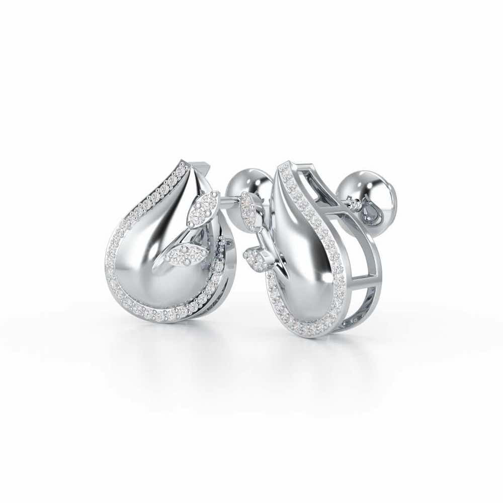 Grandeur Shine Silver Stud Earrings - White Gold - Image 3