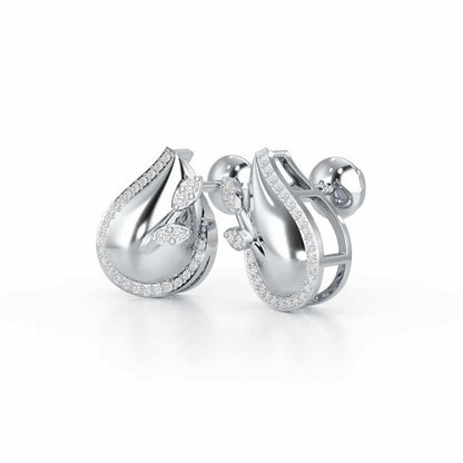 Grandeur Shine Silver Stud Earrings - White Gold - Image 3